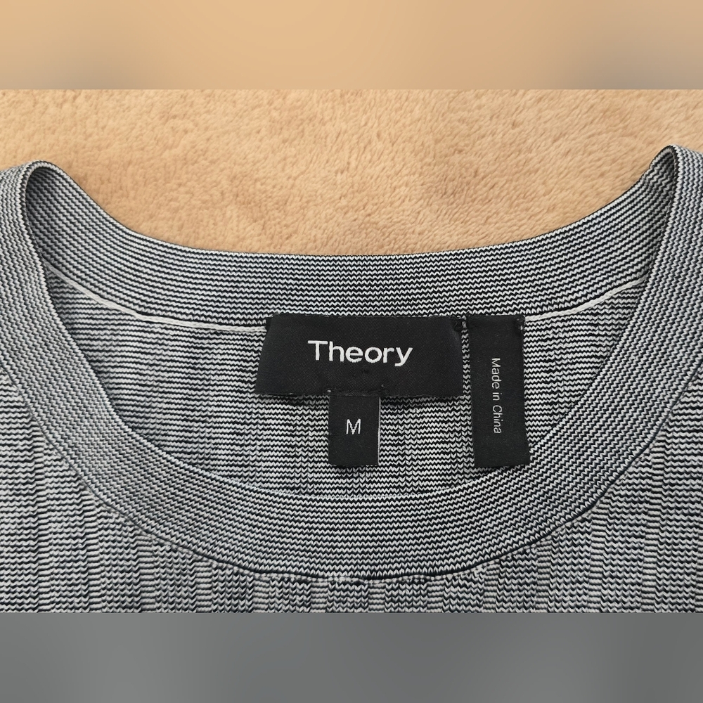 Theory Gray Ribbed Matte Viscose Long Sleeve Sweater Dress Size M Midi Office - Picture 6 of 7